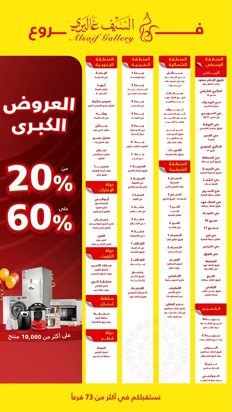 مجلة العروض الكبرى السعودي 2026 page 28 عروض السيف غاليري علي الاجهزة المنزلية - مهرجان العروض الكبري و خصومات حتي 60%